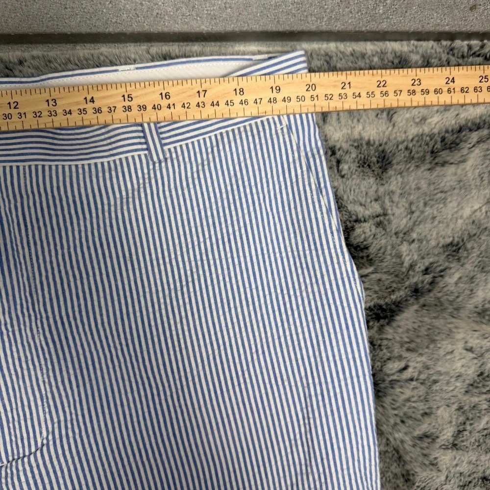 Stafford Mens 40x32 Seersucker Dress Pants Blue White Striped Classic Fit Cotton